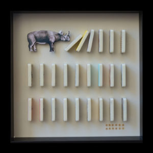 Collage Analogique France Mermet Lyon Artiste lyonnaise rhinocéros dominos souvenirs effondrement