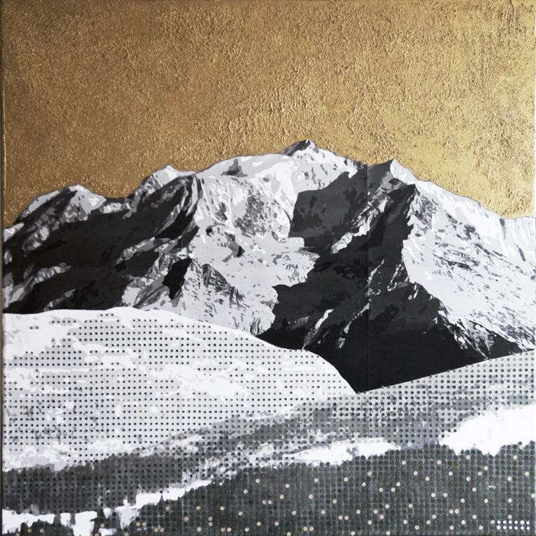 Tableau Mont Blanc Montagne Pointillisme Collage