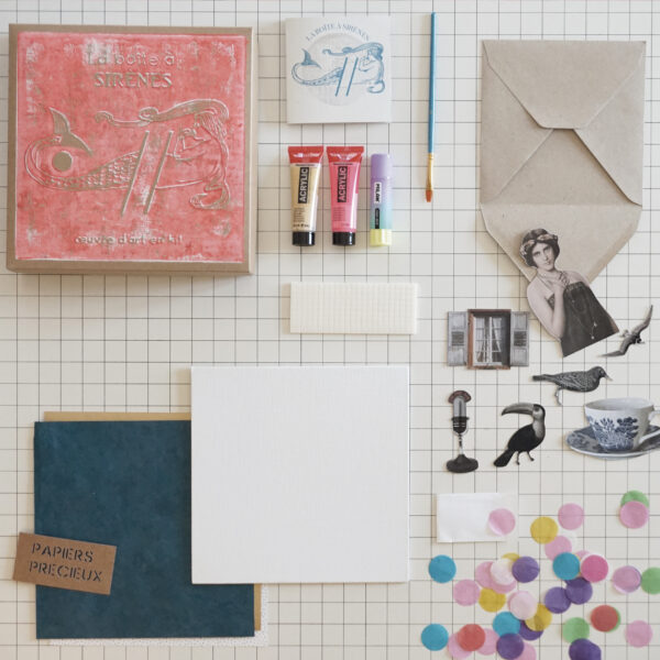 boite à sirènes collage kit créatif œuvre d'art en kit cadeau artiste lyonnais handmade série limitée